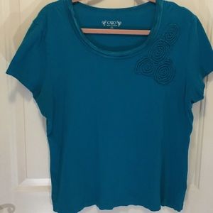 Turquoise XL Tee from CATO with Flower & Ribbon